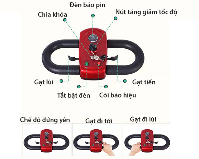 hế thống tay lái Xe Điện 4 Bánh Nakachi NC-S02